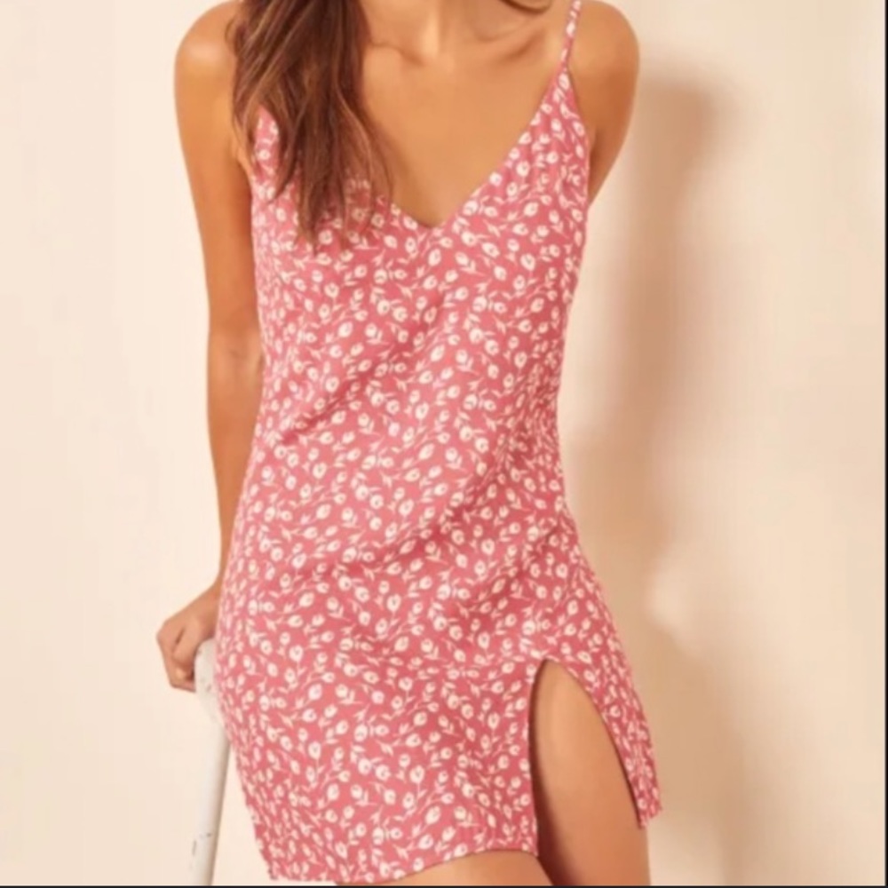 Reformation Marlowe Dress pink floral xs